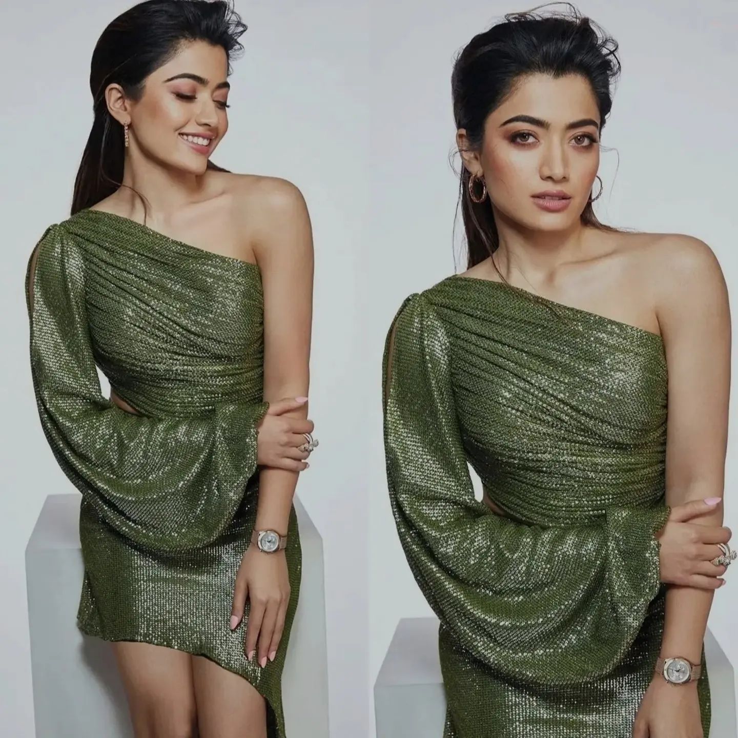 Rashmika mandanna hot latest photoshoot in green dress shared on internet