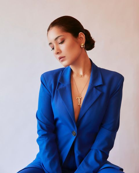 Rashi khanna latest hot photos in blue colour coat