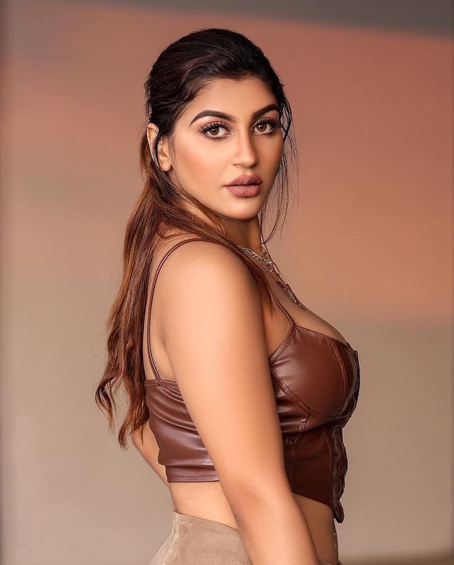 Yashika anandh latest photoshoot in brown colour dress