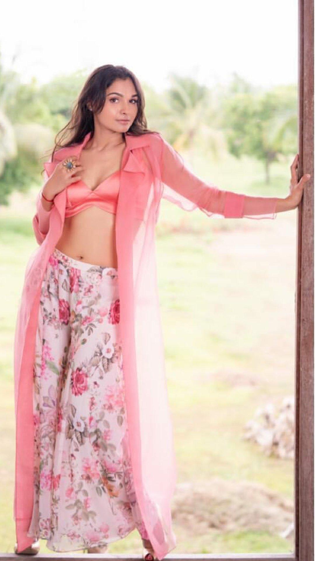 Andrea jermiah hot photos in pink long dress viral
