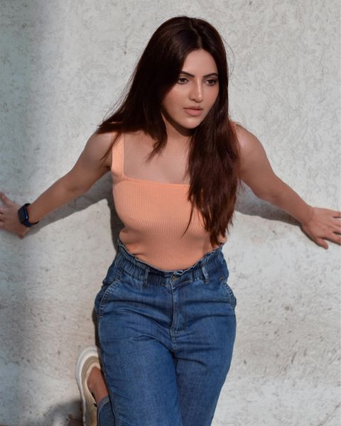 Athulya ravi hot latest orange slip and jean stylish look kollywood actress pic