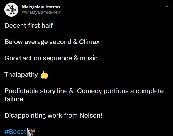 Beast review on first day release
