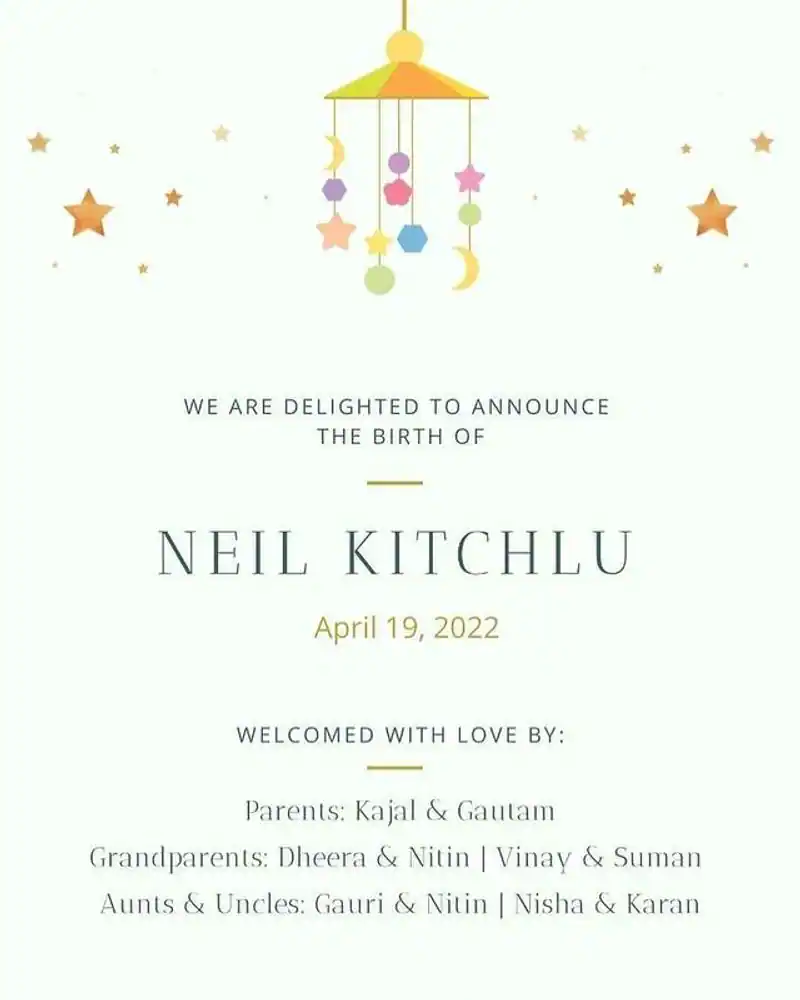 Kajal agarwal baby name has been announced as neil kitchlu by her husband