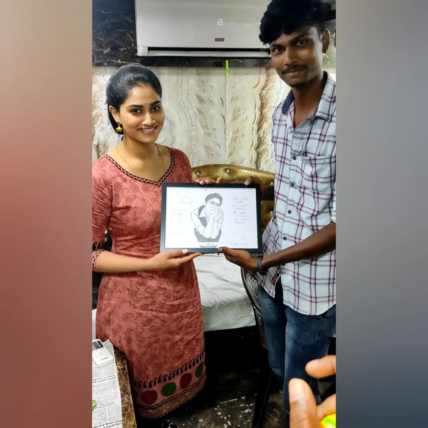 Fan gifts shivani narayanan drawing her portrait with his own poem video and photos getting viral