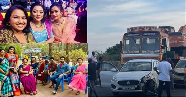 Bakiyalakshmi fame divya meena and mila met with car accident in trichy
