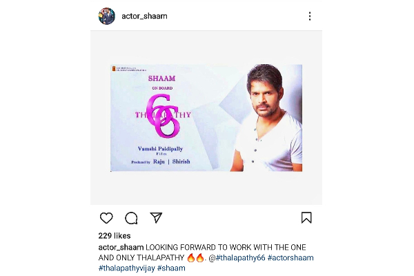 Shaam to act in thalapathy66 movie post done by team