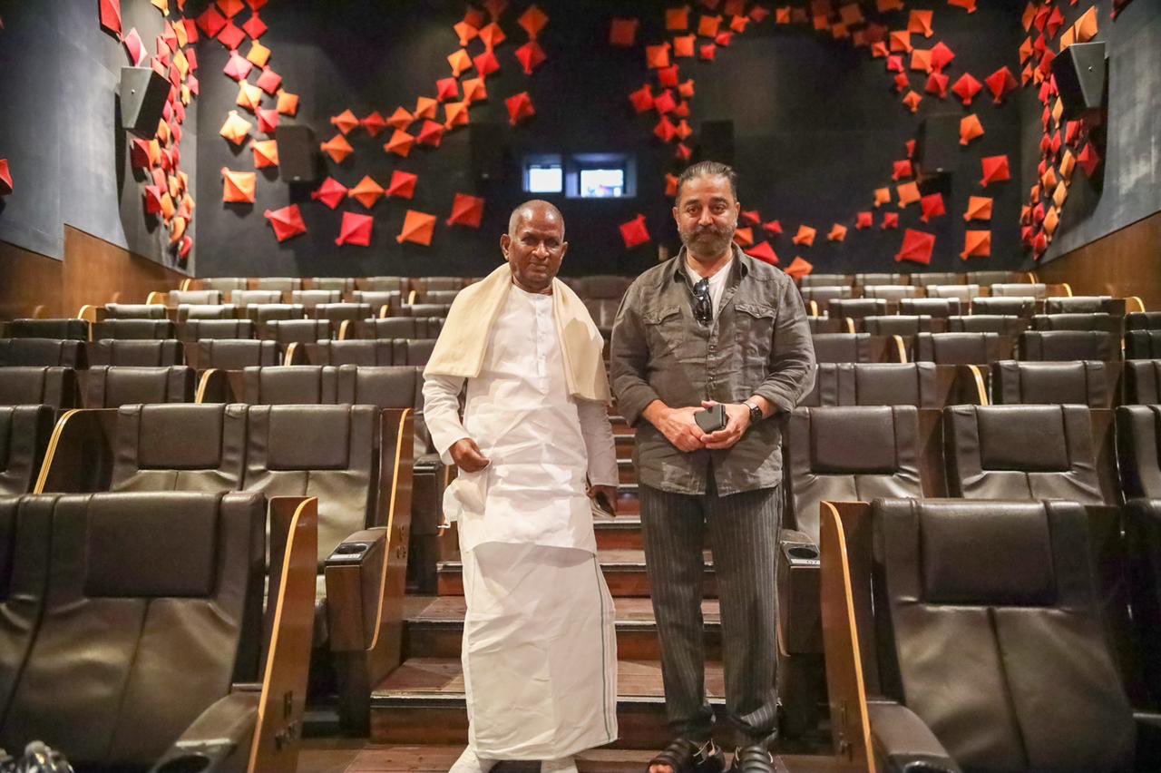 Kamalhaasan and ilaiyaraja watched kgf 2 film in satyam cinemas