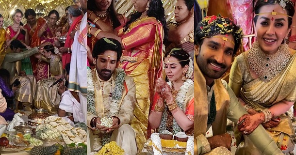 Aadhi pinnisetty and nikki galrani marriage photos getting viral on social media