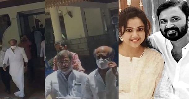 Superstar rajinikanth went to actress meena house for condolence