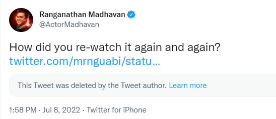 Madhavan the rocketry nambi effect fan review madhavan reply getting viral