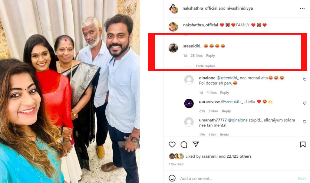 Sreenidhi comments for nakshatra wedding and her post getting viral