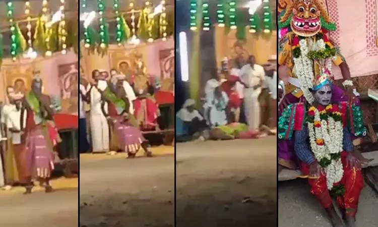 Drama artist fell down dead during performing on road