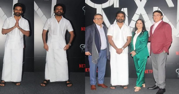 Dhanush came in dhoti set for the grey man hollywood movie promotion