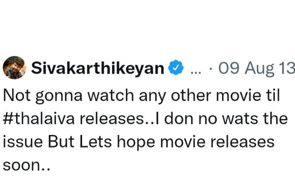 Sivakarthikeyan posts about thalapathy vijay thalaivaa movie