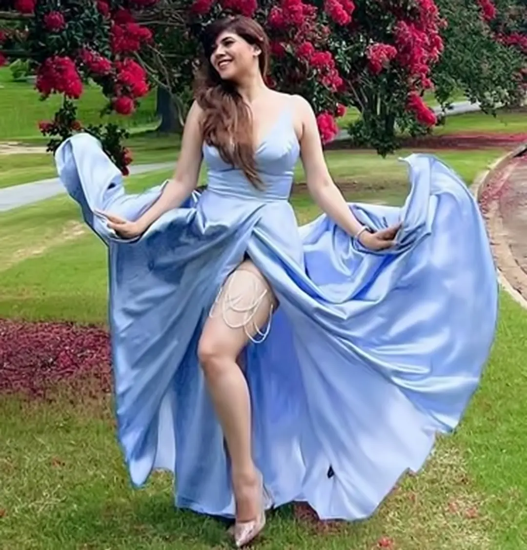 sherin shringar hot photos and video in long gown getting viral