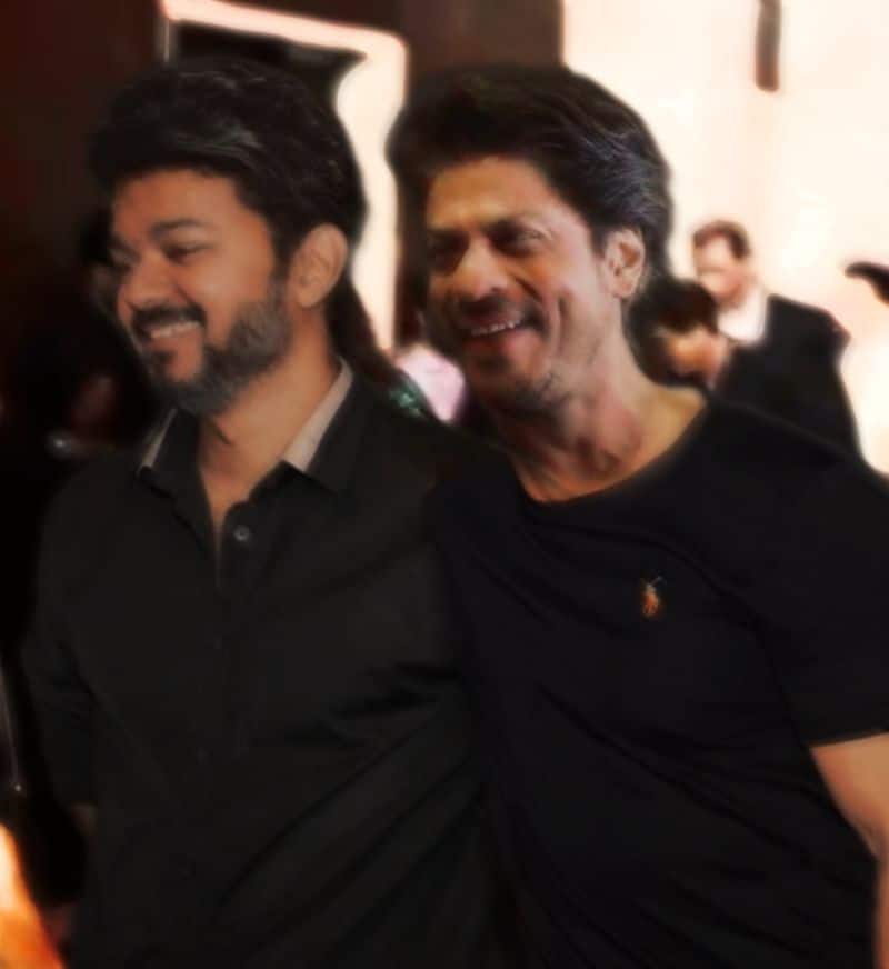 thalapathy vijay with shahrukhkhan and atlee on atlee birthday celebration photos getting viral
