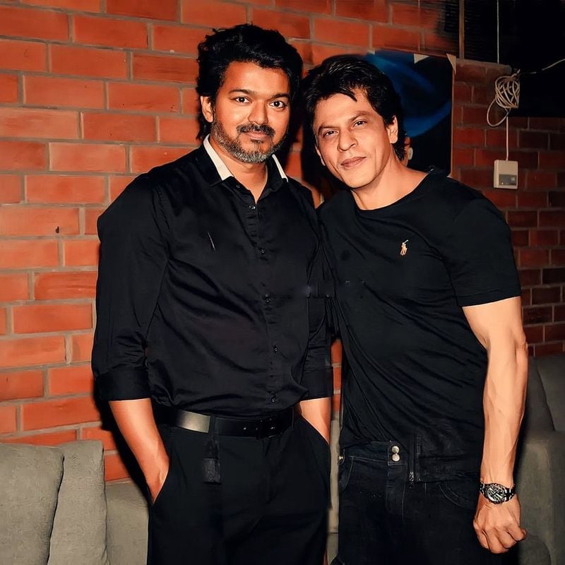 thalapathy vijay with shahrukhkhan and atlee on atlee birthday celebration photos getting viral