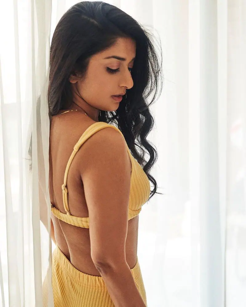 meera jasmine posing hot in transparent dress without inners