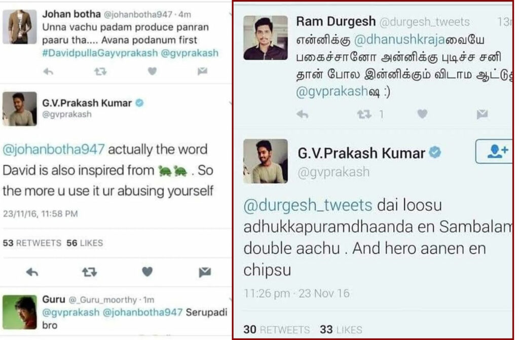 gv prakash old tweet about ajith kumar and dhanush getting viral on social media