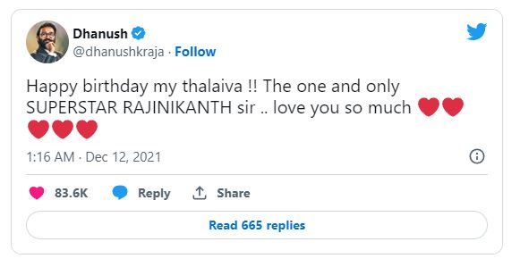 dhanush birthday tweet for superstar rajinikanth in 2022 and 2021 created question in mind of netizens