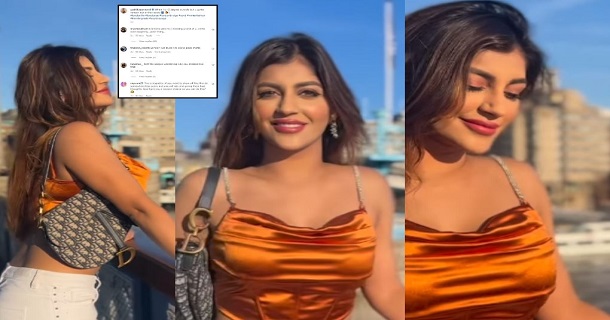 yashika anandh roaming in glamour dress in london where others are preventing themselves from winter netizens slamming yashika
