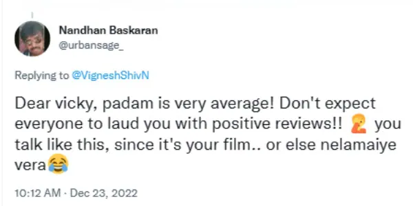 vignesh shivan tweets as many fake reviews and comments for connect movie due to vanmam getting trolled by netizens