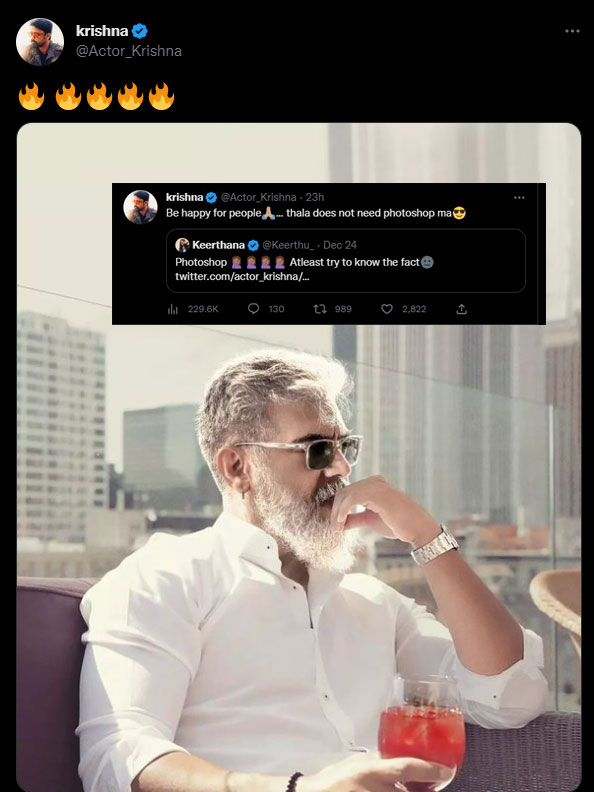 ajith kumar latest photo got trolled by netizens as it got edited shared by actors