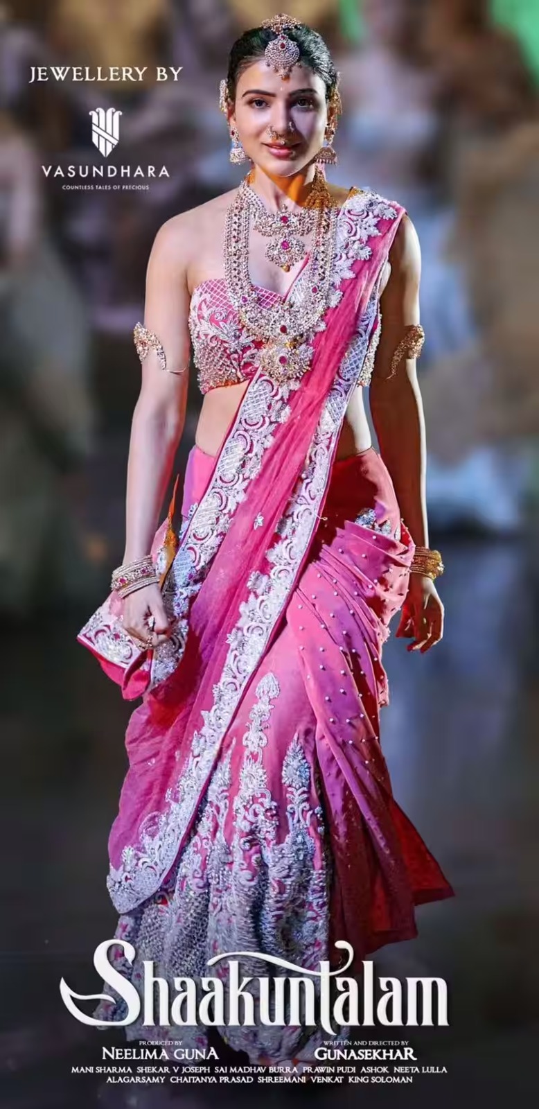 samantha wears 30kg weigh saree for shakuntalam movie shoot