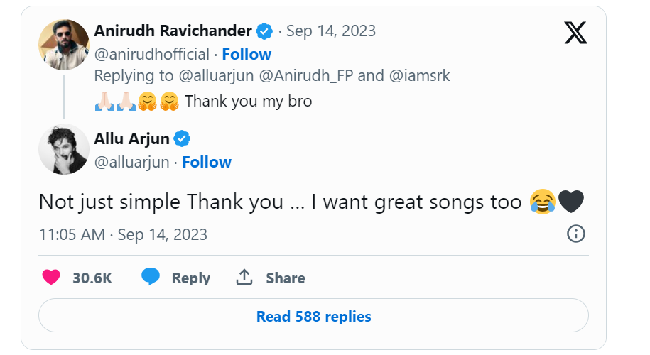 i dont want thank you popular actor response for anirudh getting viral on twitter